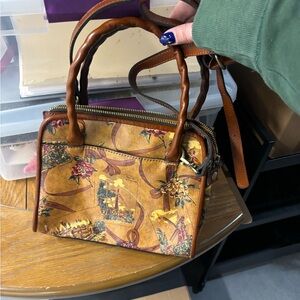 Patricia Nash Tan Floral Shoulder Bag